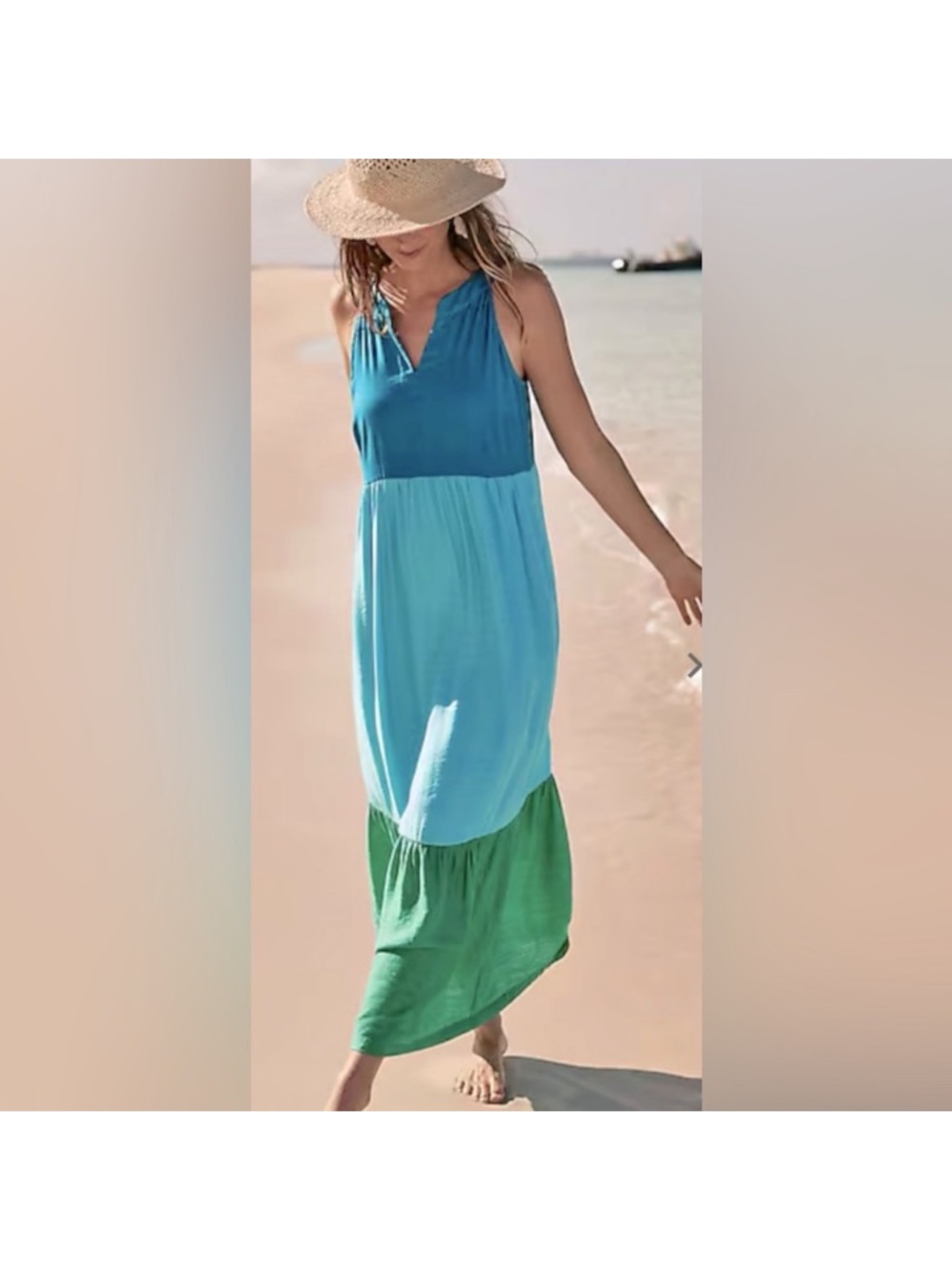 J. Jill Tiered  Mediterranean Blues - Maxi Dress – Size Medium - EUC